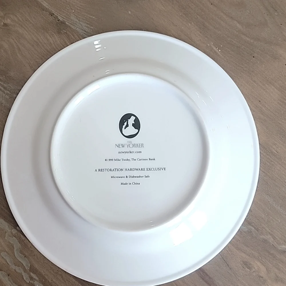 Restoration Hardware Appetizer/Dessert‎ Plates - New Yorker Cartoon Set of 2
